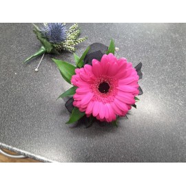 Hot pink gerbera wrist corsage