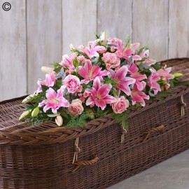 Lily and rose casket spray