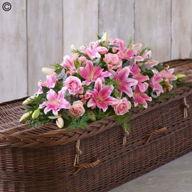 Lily and rose casket spray